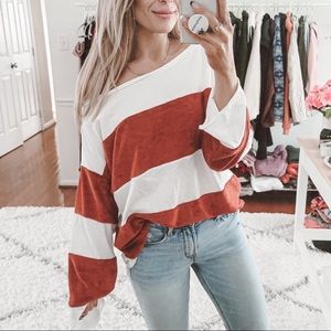 Urban outfitters velvet stripe oversized top